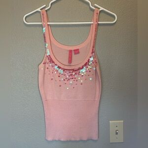 Pink Sequin Scoop Neck Tank Top by XOXO